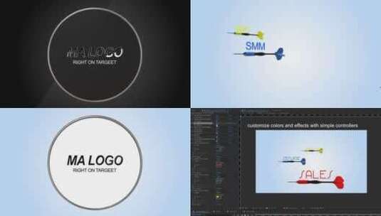 创意动画飞镖开场展示AE模板高清AE视频素材下载