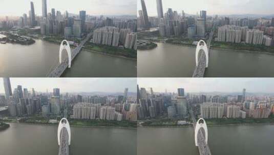 广州猎德大桥城市航拍素材高清在线视频素材下载