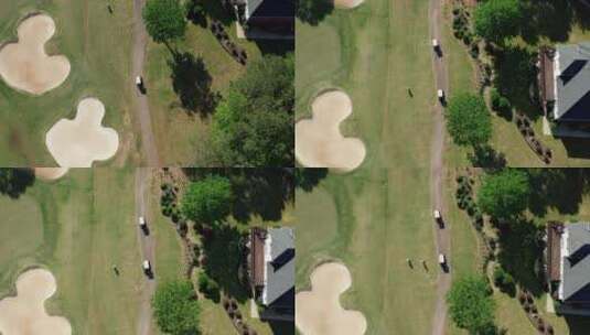 航拍高尔夫球场小路高清在线视频素材下载