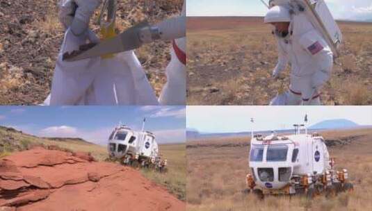 宇航员和飞行器测试场地高清在线视频素材下载