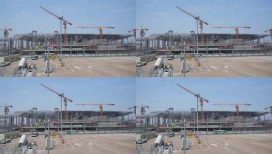萧山机场T4航站楼建设施工高清在线视频素材下载