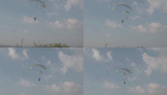 武汉地拍滑翔伞蓝天2709高清在线视频素材下载