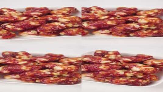 广式腊肠美食竖版4k视频旋转展示高清在线视频素材下载