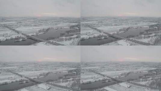 冬天大雪的东北日落东北大地高清在线视频素材下载