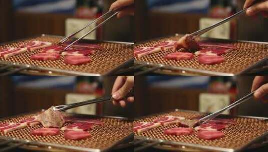 九田家烤肉，炭火烤肉套餐高清在线视频素材下载