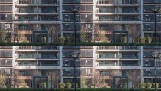 延时拍摄新建居民小区现代高层住宅高清在线视频素材下载