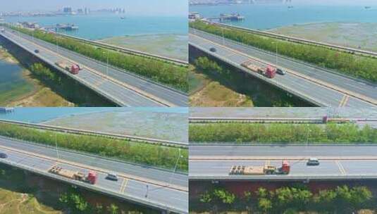 厦门新阳大桥城市车流交通航拍高清在线视频素材下载