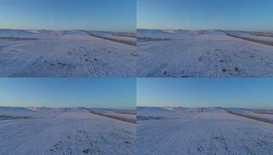 航拍内蒙冬日银色的雪野高清在线视频素材下载