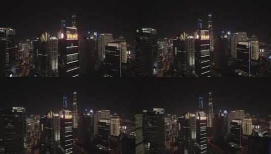 4K黄昏上海航拍外滩陆家嘴金融城招商银行高清在线视频素材下载