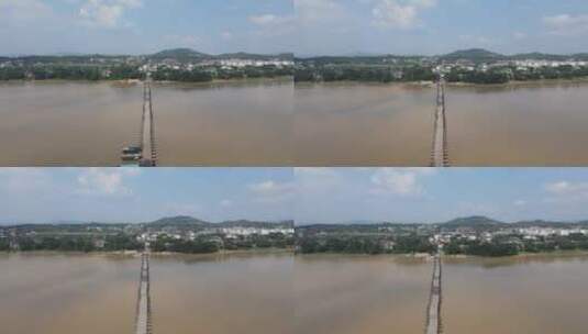 江西赣州古浮桥航拍高清在线视频素材下载