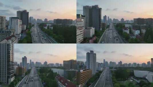 上海延安高架航拍风光高清在线视频素材下载