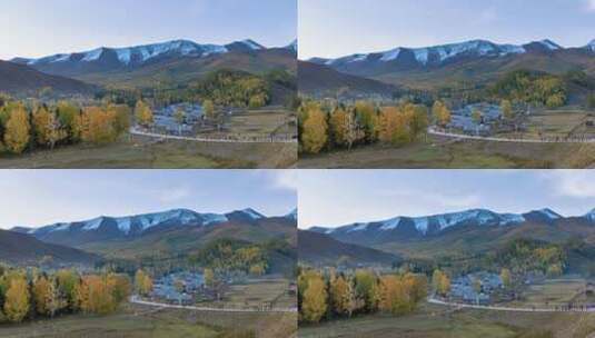 新疆白哈巴村在秋天的延时高清在线视频素材下载