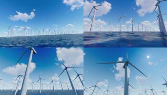 4k 海上风力发电延时摄影高清在线视频素材下载