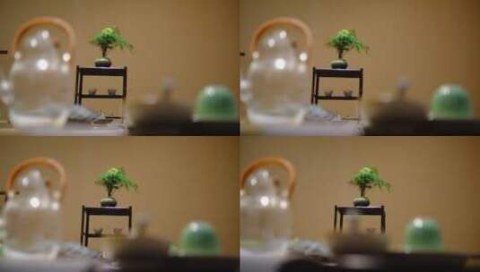 中式茶餐厅的桌面摆件高清在线视频素材下载
