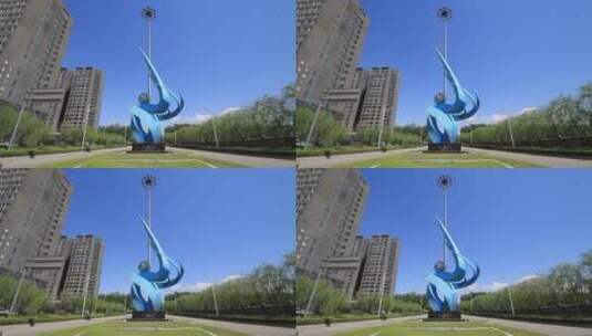 蓝天背景雕塑世纪风高清在线视频素材下载