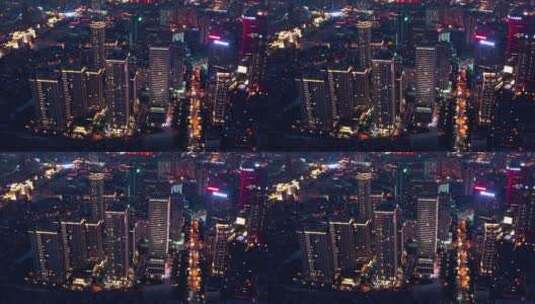 汇都国际楼顶航拍昆明市中心夜景高清在线视频素材下载