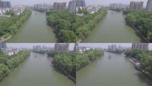 城市 航拍  长镜头  全景  俯拍  河道高清在线视频素材下载