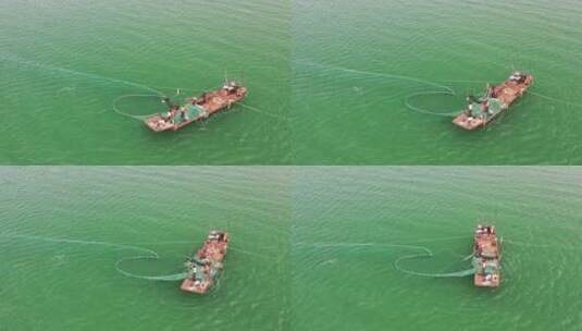 原创 新疆阿勒泰福海县乌伦古湖渔船捕鱼高清在线视频素材下载