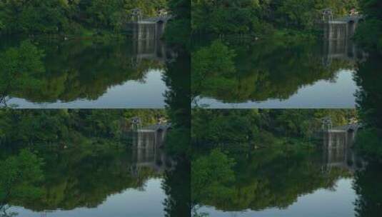 拱桥湖面凉亭树木倒影高清在线视频素材下载