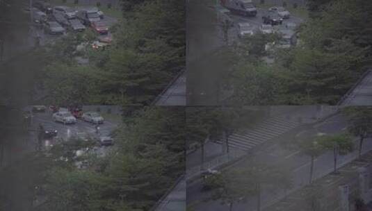 广州天河马路红绿灯车流车辆行驶雨天高清在线视频素材下载