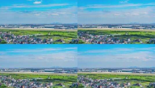 杭州萧山机场全景延时摄影高清在线视频素材下载