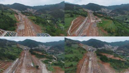 公路视频建设初期的云南山区高速公路工地高清在线视频素材下载
