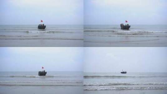 渔船在海中行驶高清在线视频素材下载