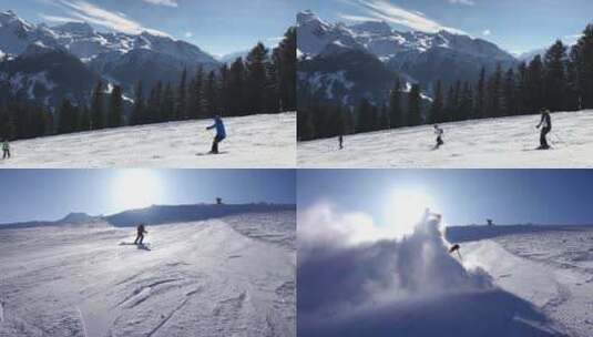 滑雪场滑雪高清在线视频素材下载