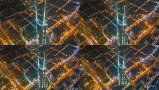 上海世茂广场大厦繁华夜景地标高清在线视频素材下载