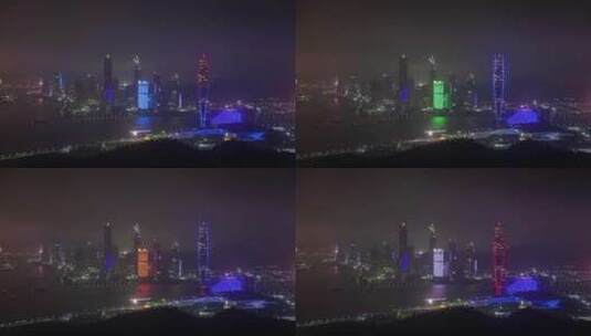 广东夜晚照亮摩天大楼高清在线视频素材下载