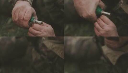 士兵拉环手榴弹引爆高清在线视频素材下载