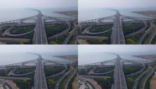航拍青岛跨海大桥高速公路景观 4k高清在线视频素材下载
