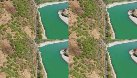 绿色怒江边的公路高清在线视频素材下载