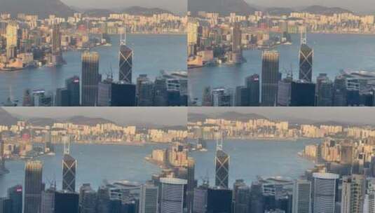 太平山顶俯瞰香港维多利亚港高清在线视频素材下载
