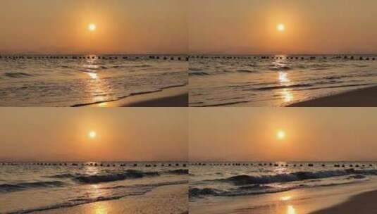 沙滩上的海边日落夕阳高清在线视频素材下载