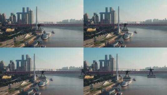 重庆长江索道航拍高清在线视频素材下载