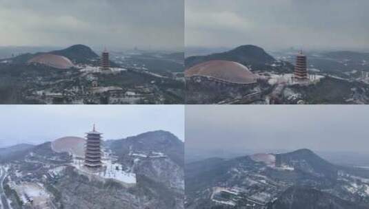 【合集】航拍南京牛首山风景区雪景高清在线视频素材下载