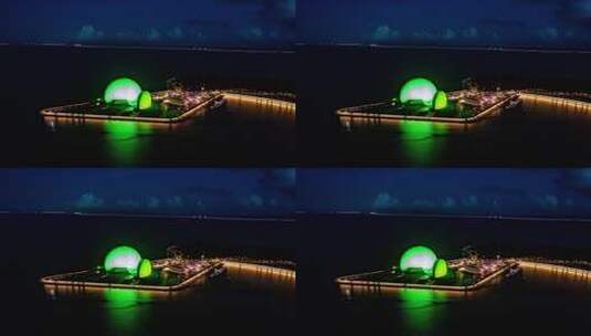 航拍珠海大剧院日月贝夜景高清在线视频素材下载