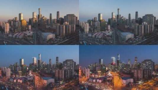 北京地标夜景交通车轨8K延时高清在线视频素材下载