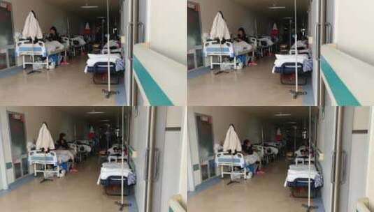 医院楼道里的病床病人高清在线视频素材下载