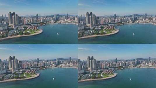 青岛航拍青岛城市青岛浮山湾高清在线视频素材下载