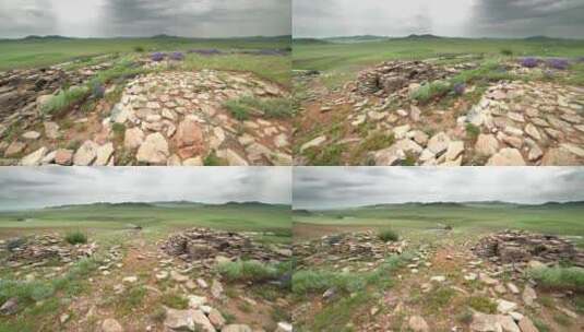 考古发掘现场的石墙高清在线视频素材下载