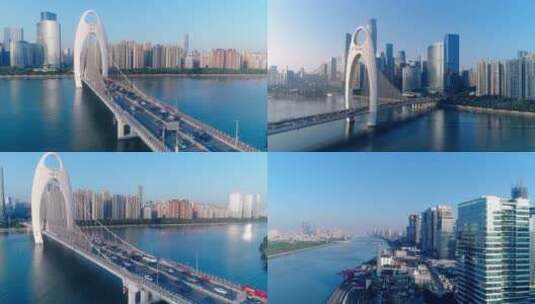 广州猎德大桥航拍4k视频素材高清在线视频素材下载