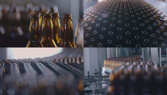 啤酒厂啤酒灌装生产线 啤酒瓶 传送带高清在线视频素材下载