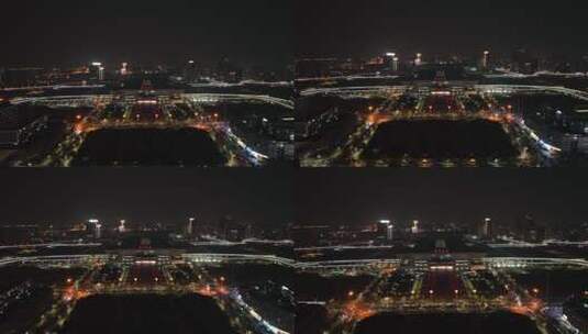 郑州东站夜景 高铁站俯瞰高清在线视频素材下载