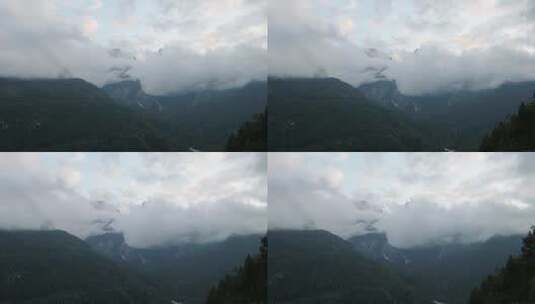 航拍山间云雾高清在线视频素材下载
