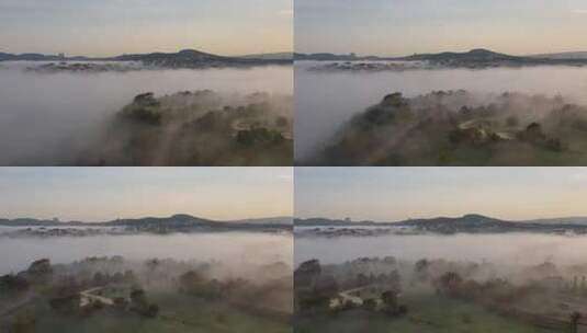 雾天航拍视频高清在线视频素材下载