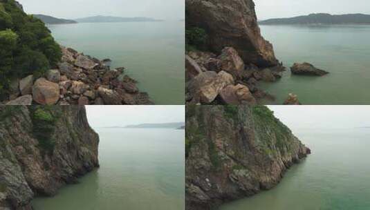 航拍浙江台州玉环市海滨风景高清在线视频素材下载