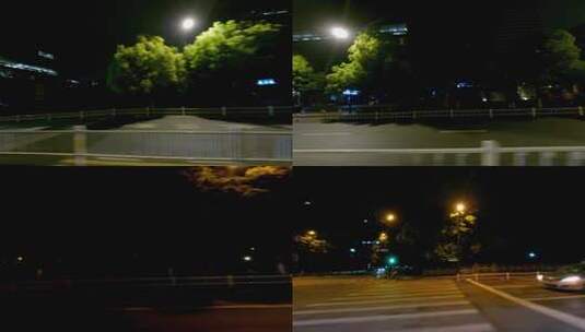夜晚杭州市文三西路车左行车空镜高清在线视频素材下载