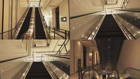 商场酒店里的高级自动扶梯电梯高清在线视频素材下载